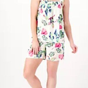 Breezies Floral Print Pajama Set Size Medium (M)